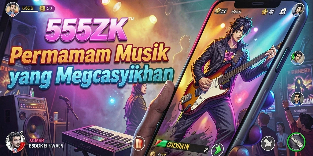 Screenshot gameplay 555ZK yang menampilkan pengalaman bermain musik interaktif.