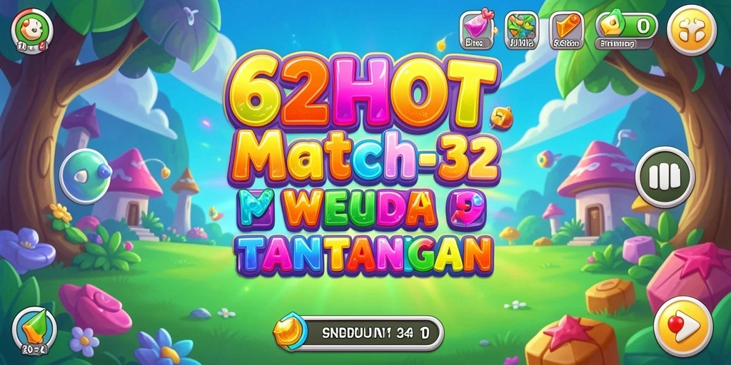 Screenshot gameplay 62HOT yang penuh warna dan tantangan Match-3.
