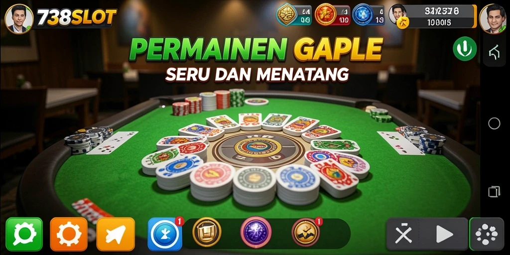 Layar gameplay seru permainan Gaple 738SLOT.