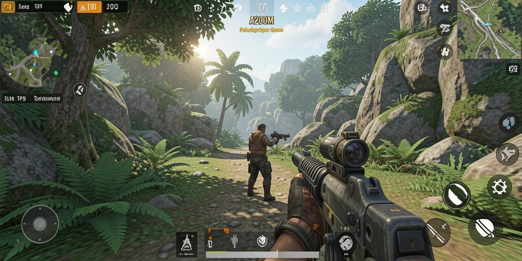 Tangkapan layar A200M menampilkan aksi seru gameplay TPS yang mendebarkan.