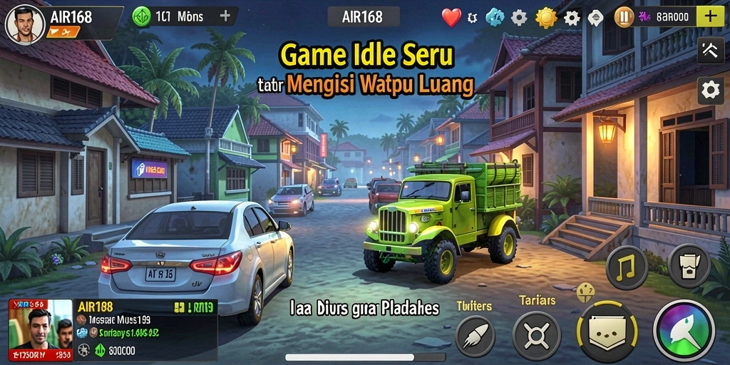Tampilan gameplay AIR168 dengan karakter yang sedang beraksi di dunia Idle.