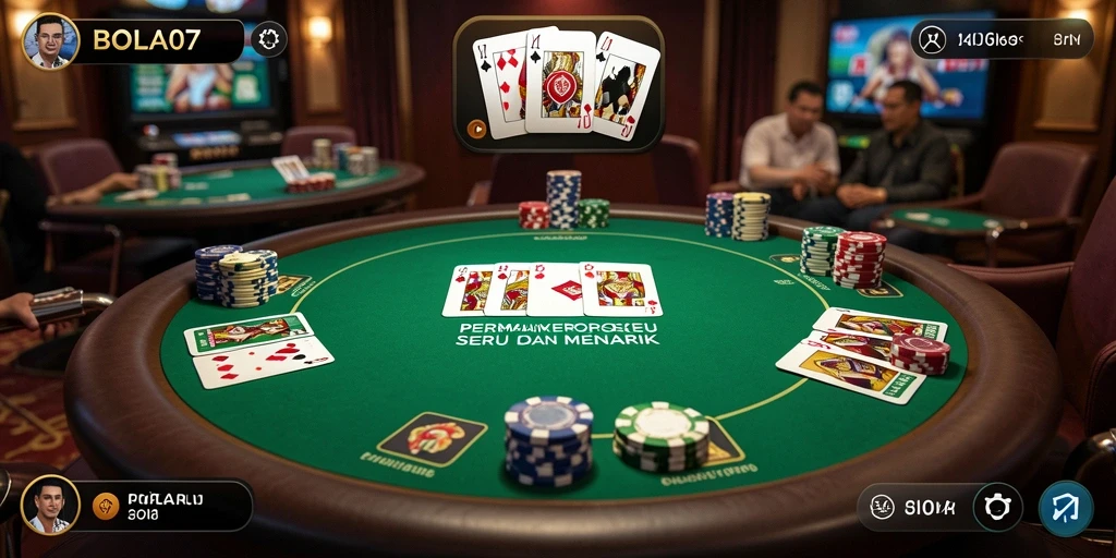 Tampilan gameplay seru BOLA07 pada saat bermain Poker.