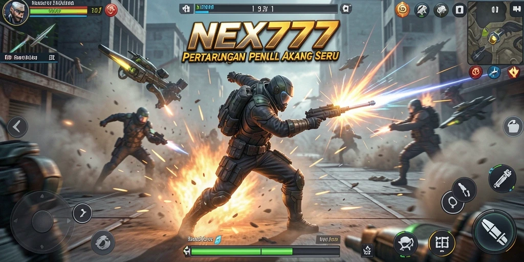 Tangkapan layar NEX777 menampilkan pertarungan mendebarkan antar karakter.
