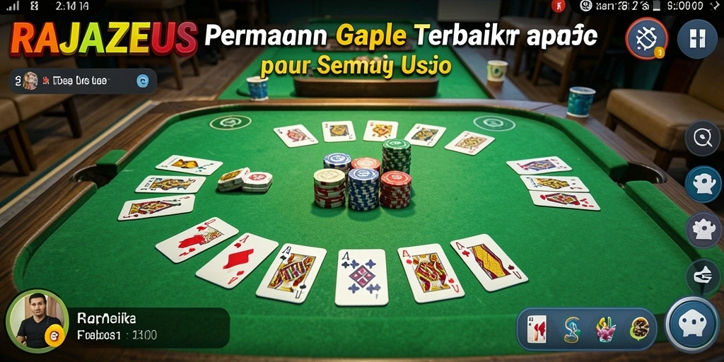 Screenshot gameplay RAJAZEUS dengan suasana seru permainan Gaple.