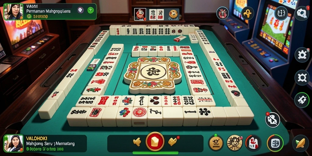 Tampilan gameplay VALOHOKI yang menampilkan papan Mahjong yang penuh warna.